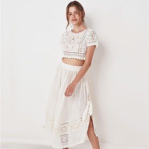 Spell & The Gypsy Abigail Lace Tie Side Skirt White size L
